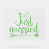Just Married Mint Green Acrylschild (Vorderseite)