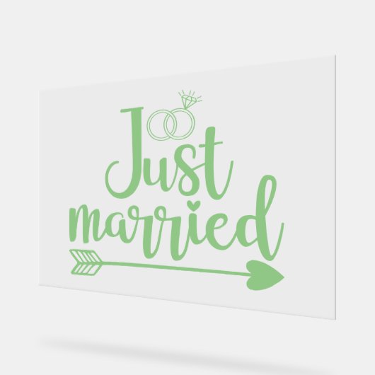 Just Married Mint Green Acrylschild (Winkel)