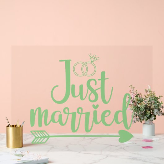 Just Married Mint Green Acrylschild (Hochzeit)