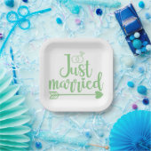 Just Married Mint Green Paper Plate Pappteller (Party)