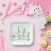 Just Married Mint Green Paper Plate Pappteller (Party)