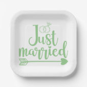Just Married Mint Green Paper Plate Pappteller (Vorderseite)