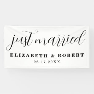 Just Married Modern Elegante Neuverheiratete Hochz Banner