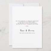 Just Married Modern Script Custom Foto Hochzeit Ankündigung (Rückseite)
