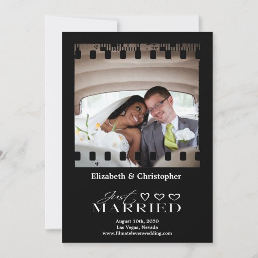 Just Married Modern Script Foto Hochzeit Save The Date (Vorderseite)