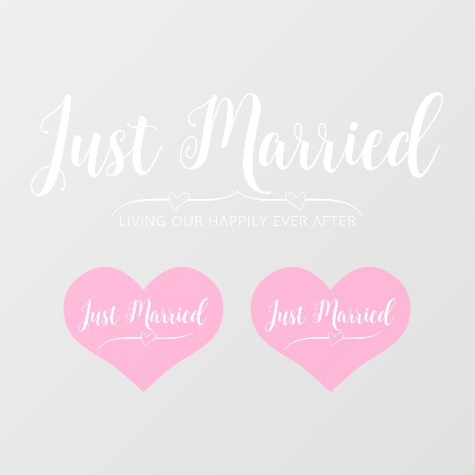 Just Married Modern Stylish Script Custom Car Fensteraufkleber (Blatt)