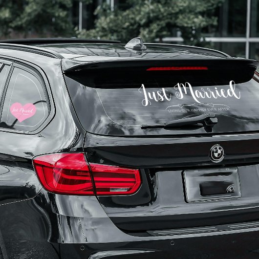 Just Married Modern Stylish Script Custom Car Fensteraufkleber