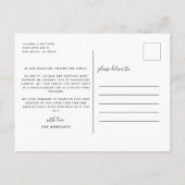 Just Married Moderne Lässige Script Hochzeit Ankündigungspostkarte (Rückseite)