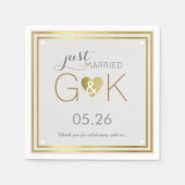 Just Married + Monogram . Hochzeitsempfang Serviette (Vorderseite)