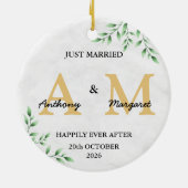 Just Married Monogram Names Mr. & Mrs. 2022 Keramik Ornament (Hinten)