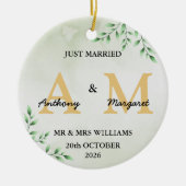 Just Married Monogram Names Mr. & Mrs. 2022 Keramik Ornament (Vorne)