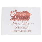 Just Married Mr. and Mrs. Rose Gold Gastgeschenke  Große Geschenktüte (Vorderseite)