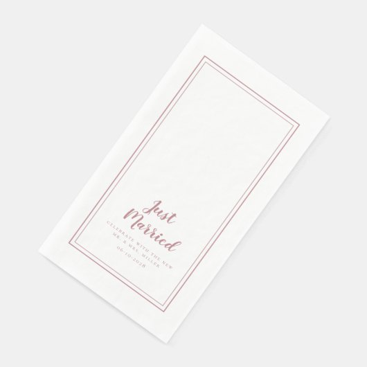 Just Married Mr. Dusty Rose Pink Wedding Dinner Serviette (Ecke)