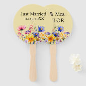 Just Married Mr. & Mrs. | Hochzeitsfeier Wildblume Fächer (Vorne und Hinten)