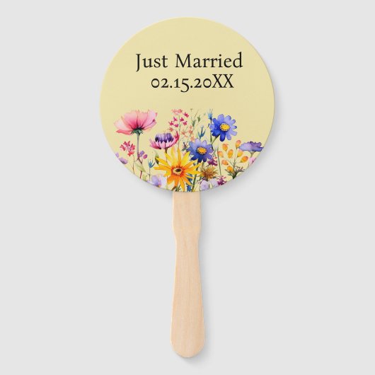 Just Married Mr. & Mrs. | Hochzeitsfeier Wildblume Fächer (Vorderseite)