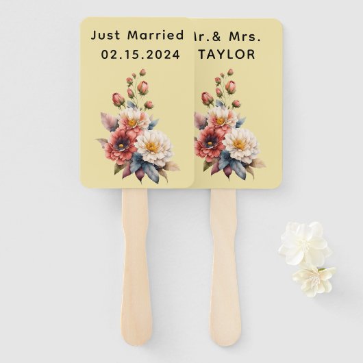 Just Married Mr. & Mrs. | Hochzeitsflormonogramm Fächer (Vorne und Hinten)
