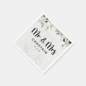 Just Married Mr. & Mrs. | Hochzeitsflormonogramm Serviette (Ecke)