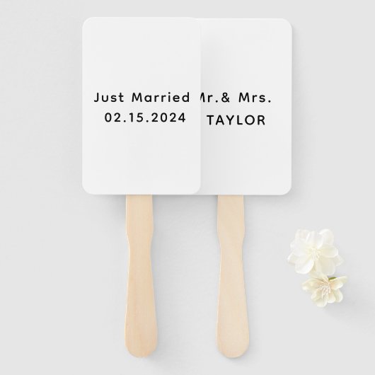 Just Married Mr. & Mrs. | Hochzeitsmonogramm Fächer (Vorne und Hinten)