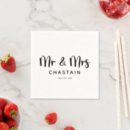 Just Married Mr. & Mrs. | Hochzeitsmonogramm Serviette