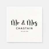 Just Married Mr. & Mrs. | Hochzeitsmonogramm Serviette (Vorderseite)