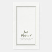 Just Married Mr & Mrs Olive Green Wedding Rustic Serviette (Vorderseite)