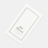 Just Married Mr & Mrs Olive Green Wedding Rustic Serviette (Ecke)