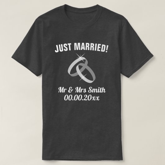 Just Married Mr & Mrs. t Shirt Set für frische Wed (Design vorne)