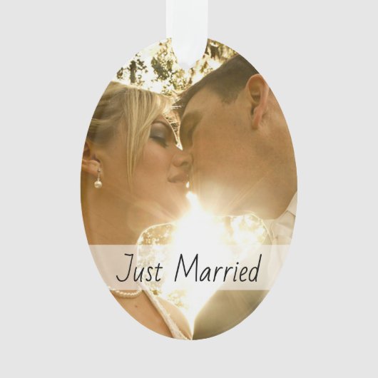 Just Married Mr. und Mrs. Wedding Foto Ornament (Vorderseite)