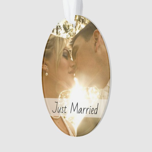 Just Married Mr. und Mrs. Wedding Foto Ornament (Vorderseite)