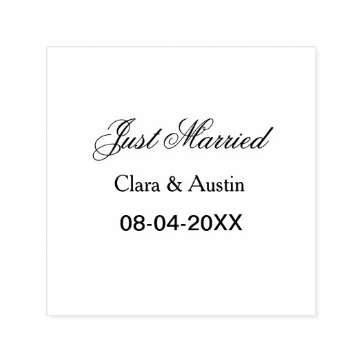 Just Married Name des Paares Datum Jahr Hochzeitss Permastempel (Design)