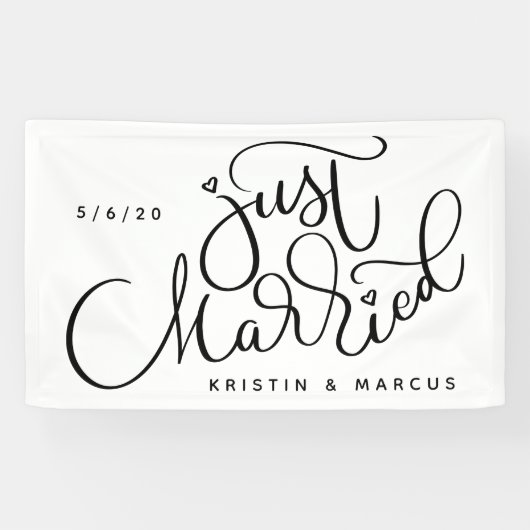 Just Married | Name und Datum hinzufügen Banner (Horizontal)