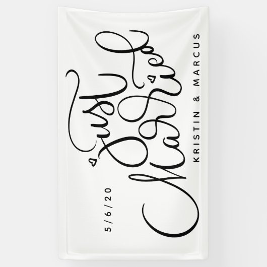 Just Married | Name und Datum hinzufügen Banner (Vertikal)