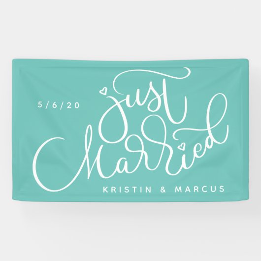 Just Married | Name und Datum hinzufügen Banner (Horizontal)
