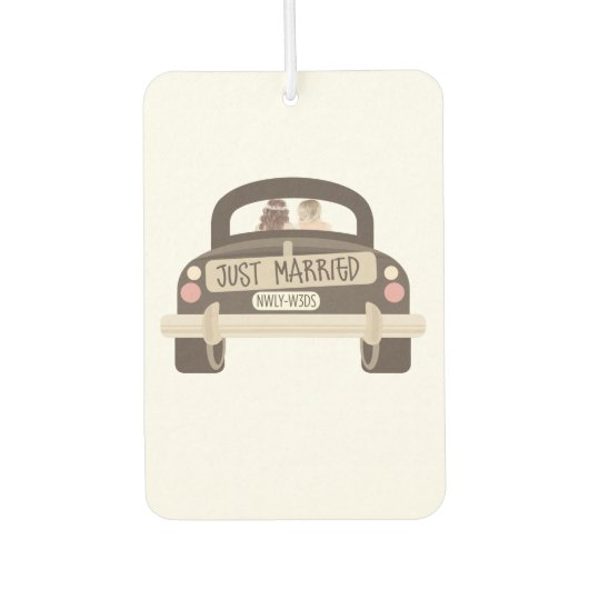 Just Married - newly weds - lesbian wedding gift Autolufterfrischer (Vorderseite)