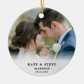 Just Married Newlywed Photo Wedding Keepsake Keramik Ornament (Vorne)