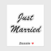 Just Married Newlyweds Custom Script Text Wedding Aufkleber (Blatt)