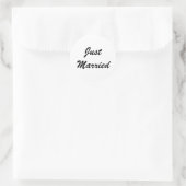 Just Married Newlyweds Custom Script Text Wedding Runder Aufkleber (Tasche)