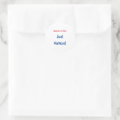 Just Married Newlyweds Individuelle Name Wedding Runder Aufkleber (Tasche)