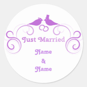 Just Married Newlyweds Thunder_Cove Runder Aufkleber
