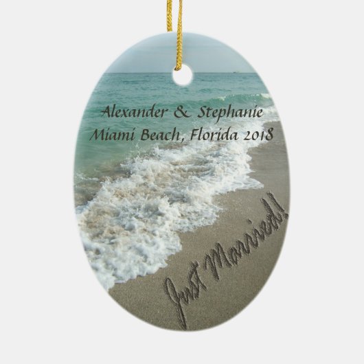 Just Married Ocean Surf Ornament (Hinten)