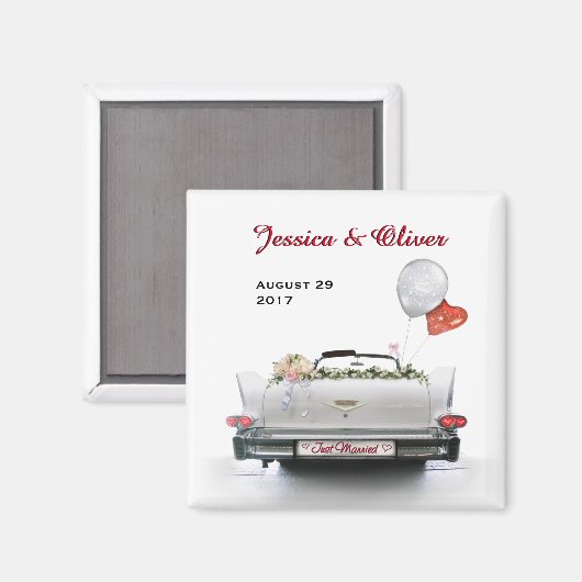 Just Married Oldtimer Car Magnet (Vorderseite/Rückseite)