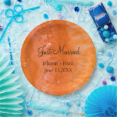 Just Married Orange Agate Pappteller (Party)