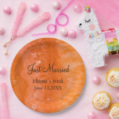 Just Married Orange Agate Pappteller (Party)