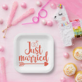Just Married Orange Pappteller (Party)