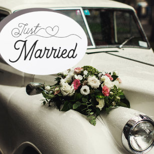 Just Married Oval Car Magnet