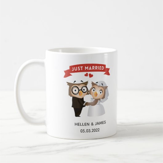 Just Married Owl Hochzeit Kaffeetasse (Links)