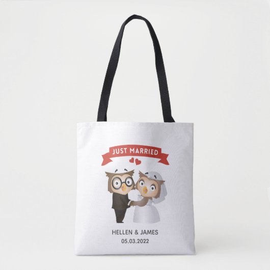Just Married Owl Hochzeit Tasche (Vorderseite)