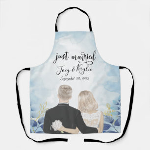 Just Married Paare Back View Art Custom Schürze