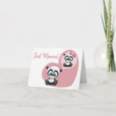 Just Married Panda Bear Pink Heart Wedding Ankündigung (Vorderseite)