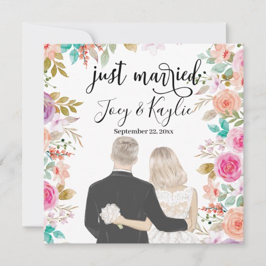 Just Married | Pärchen Zurück View Illustration (Vorderseite)